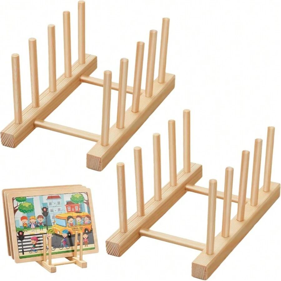 drewniany stojak na puzzle 2-pack