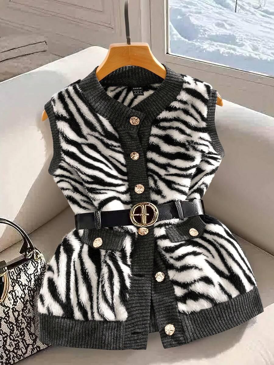 KAMIZELKA ANIMAL PRINT GUZIKI 