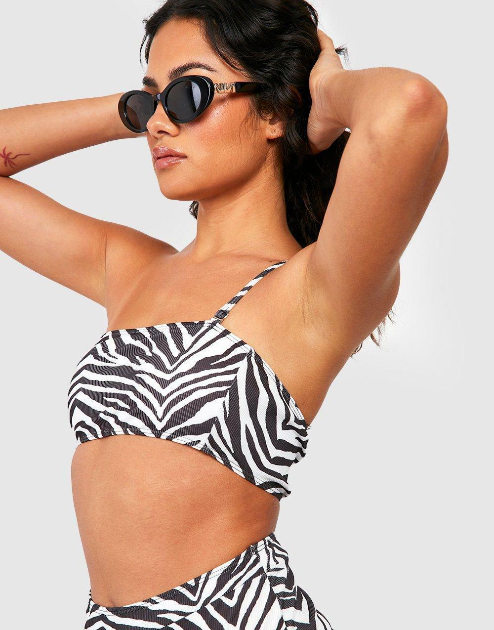 GÓRA OD BIKINI ASYMETRIA ZEBRA PRINT