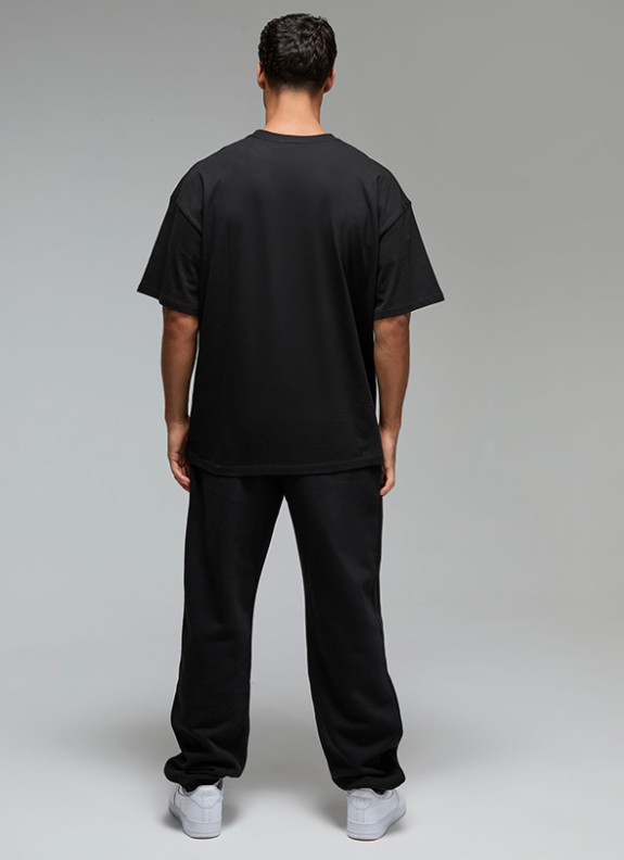 CZARNY T-SHIRT NADRUK