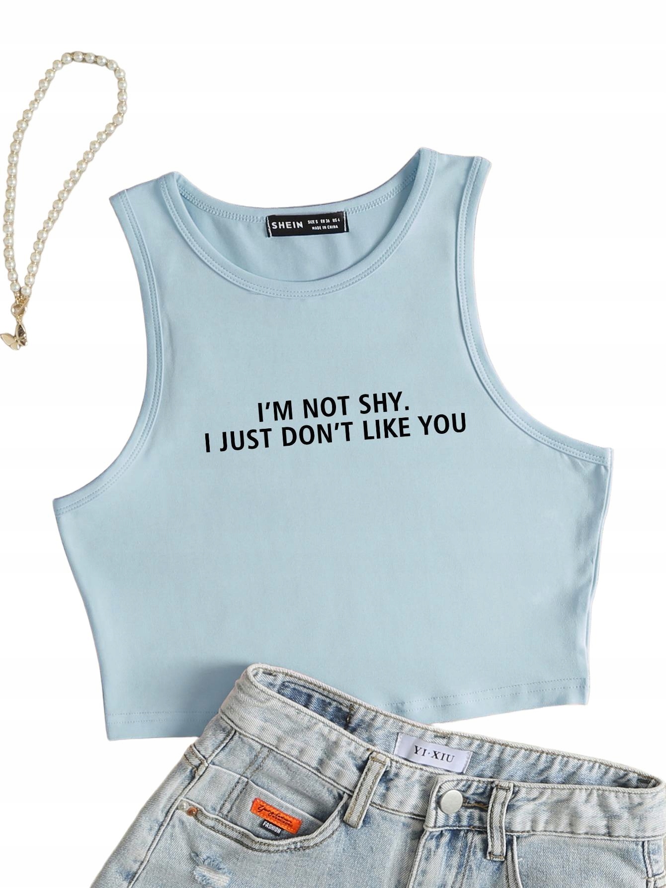 niebieski top print