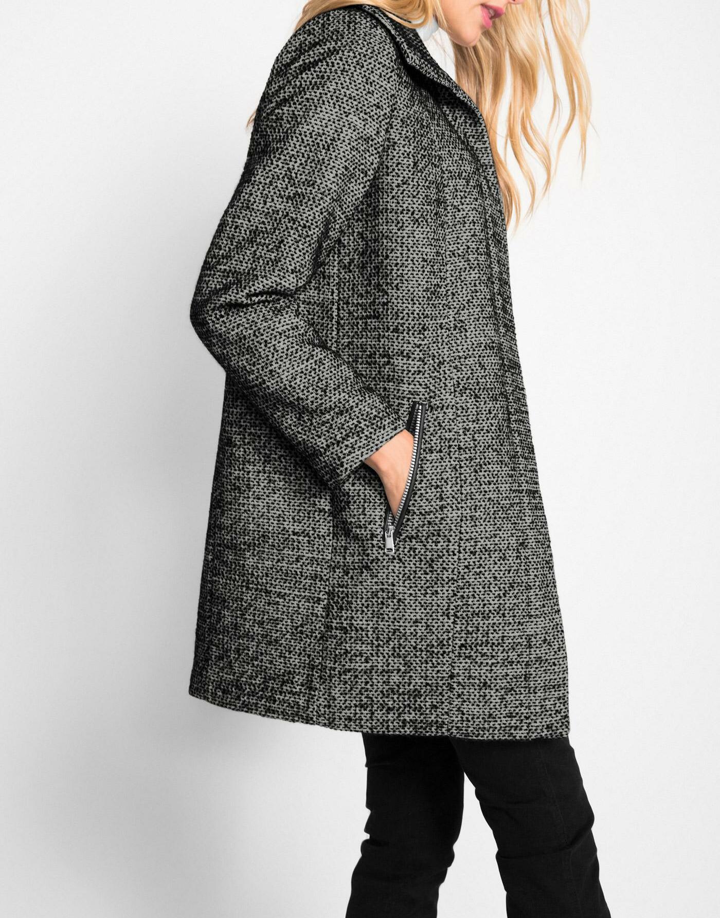 ELEGANCKI PŁASZCZ PLUS SIZE  MELANŻOWY  JEDNORZĘDOWY