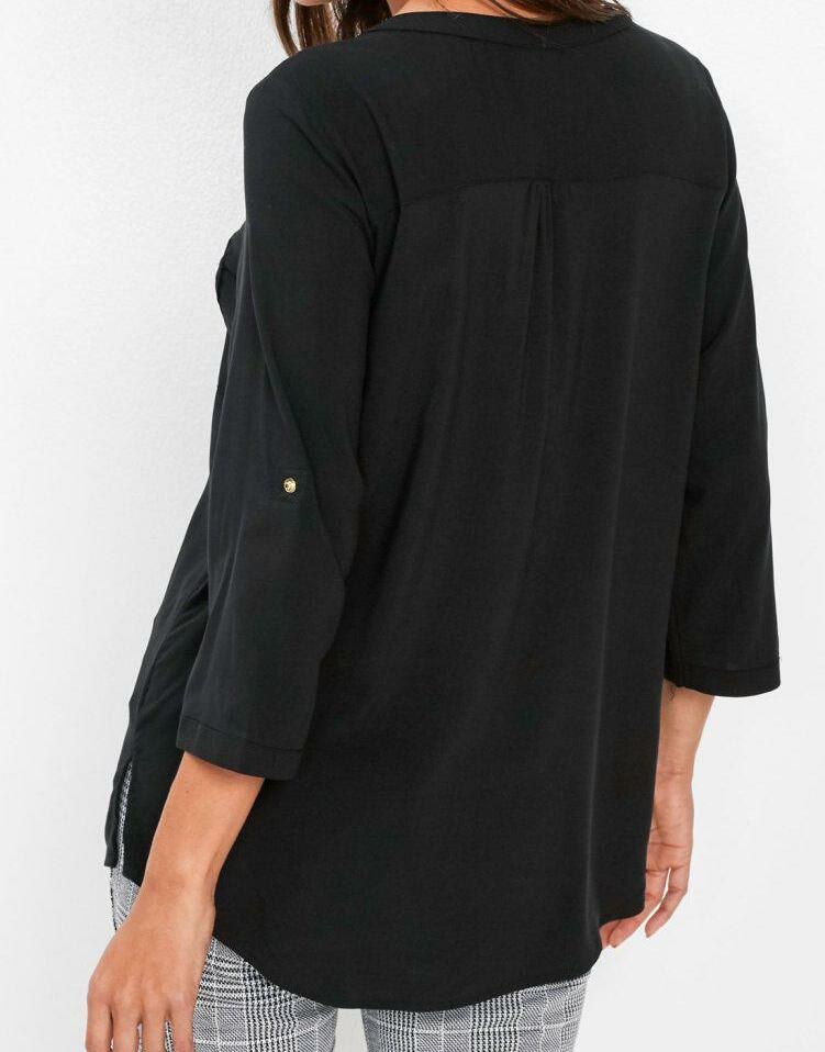 BLUZKA DAMSKA V-NECK KLASYCZNA WISKOZA 3/4 RĘKAW