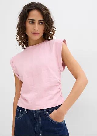 różowy t-shirt okrągły dekolt