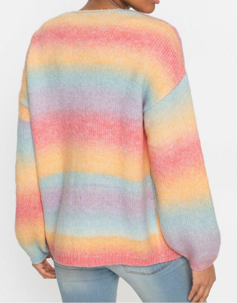 SWETER DAMSKI V-DEKOLT OVERSIZE DŁUGI RĘKAW