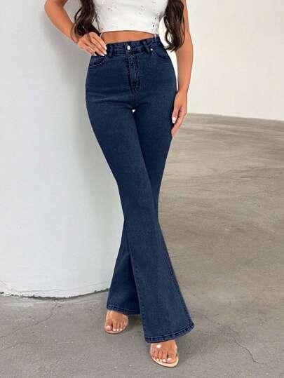 GRANATOWE SPODNIE JEANS