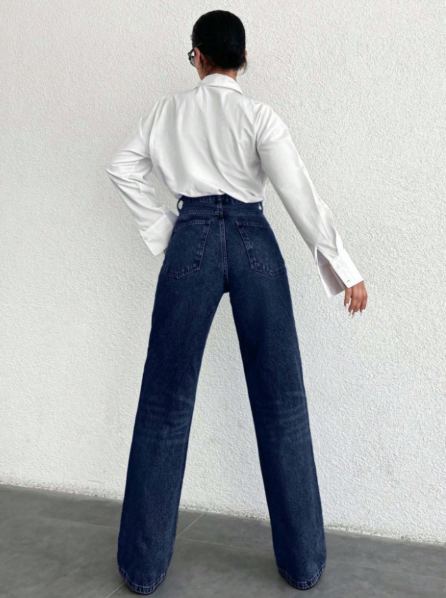 GRANATOWE SPODNIE JEANS 