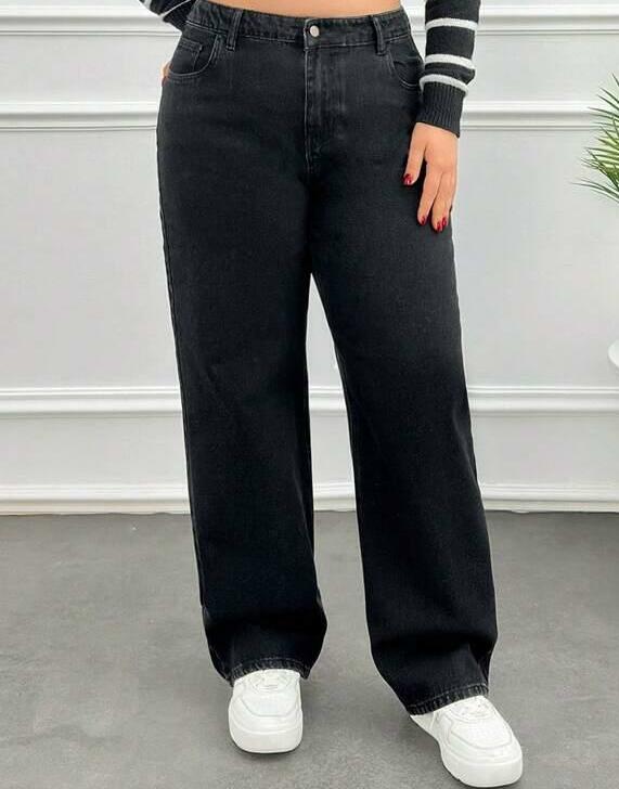 CZARNE SPODNIE JEANS PROSTA NOGAWKA