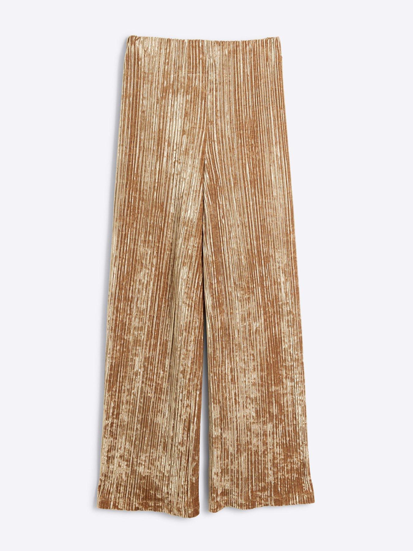 RIVER ISLAND SPODNIE PLISOWANE Z AKSAMITU 