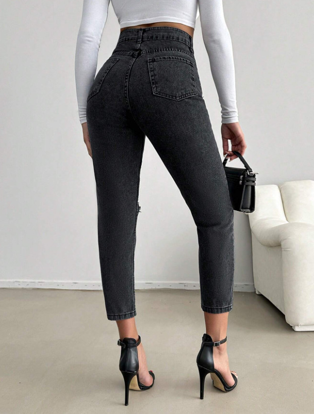 CZARNE SPODNIE JEANS