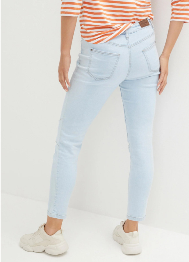 NIEBIESKIE SPODNIE JEANS RURKI RIPPED