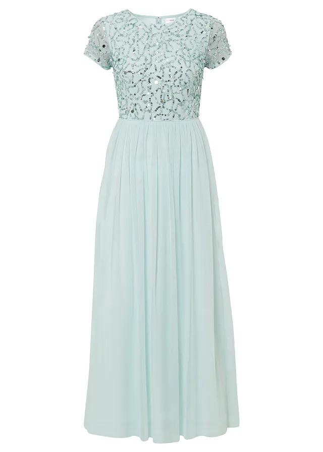 ELEGANCKA MAXI SUKIENKA WIECZOROWA Z OKRĄGŁYM DEKOLTEM 