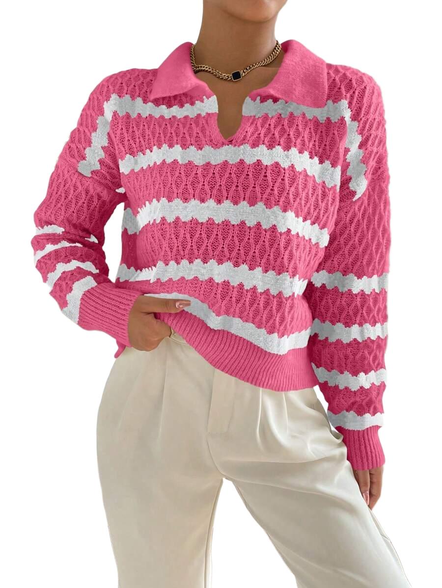 SWETER W PASKI Z KOŁNIERZEM