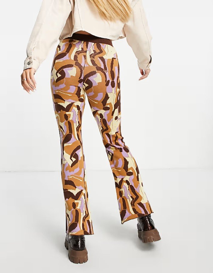 rozszerzane spodnie print casual