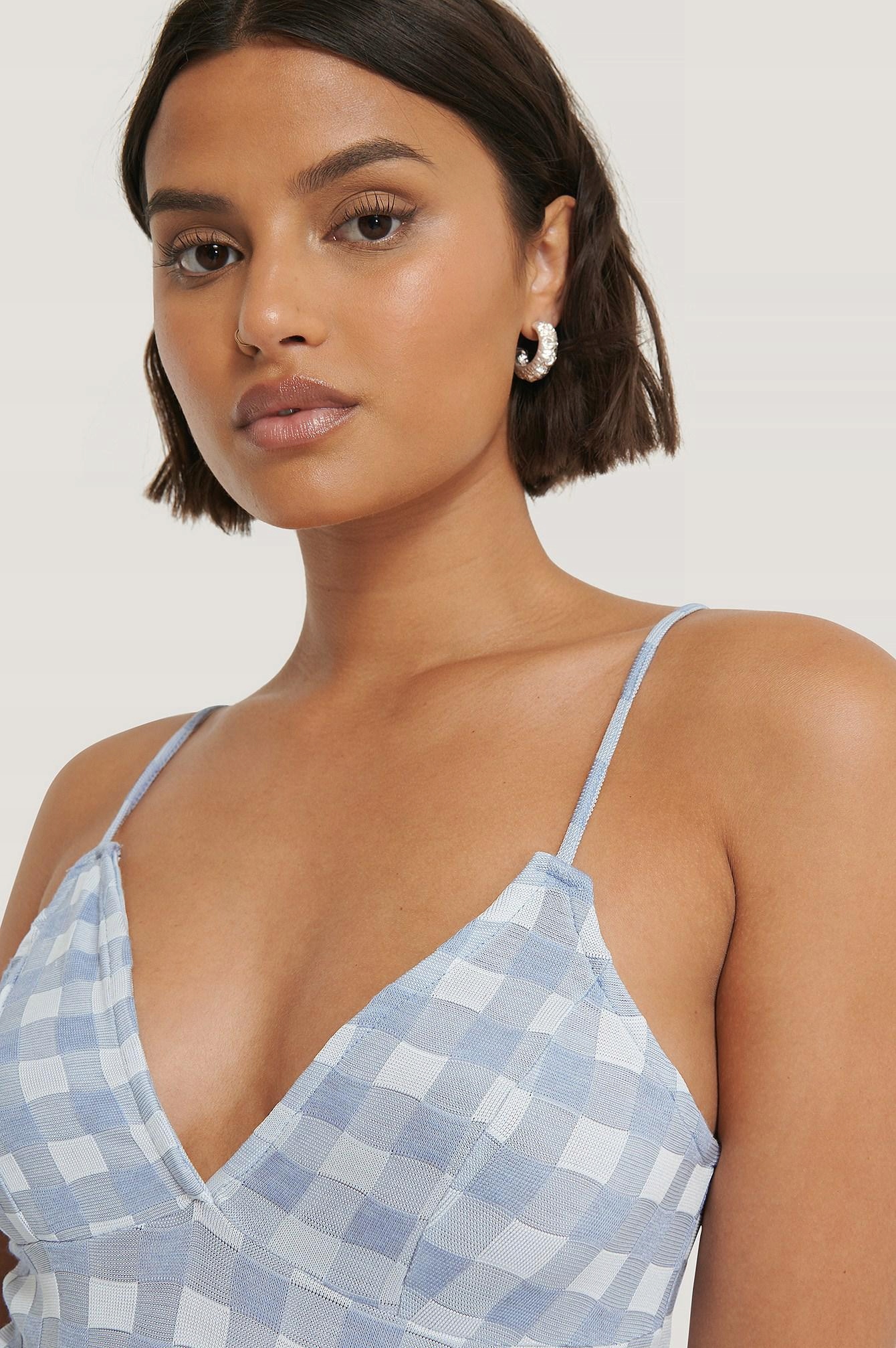 crop top wzór kratka