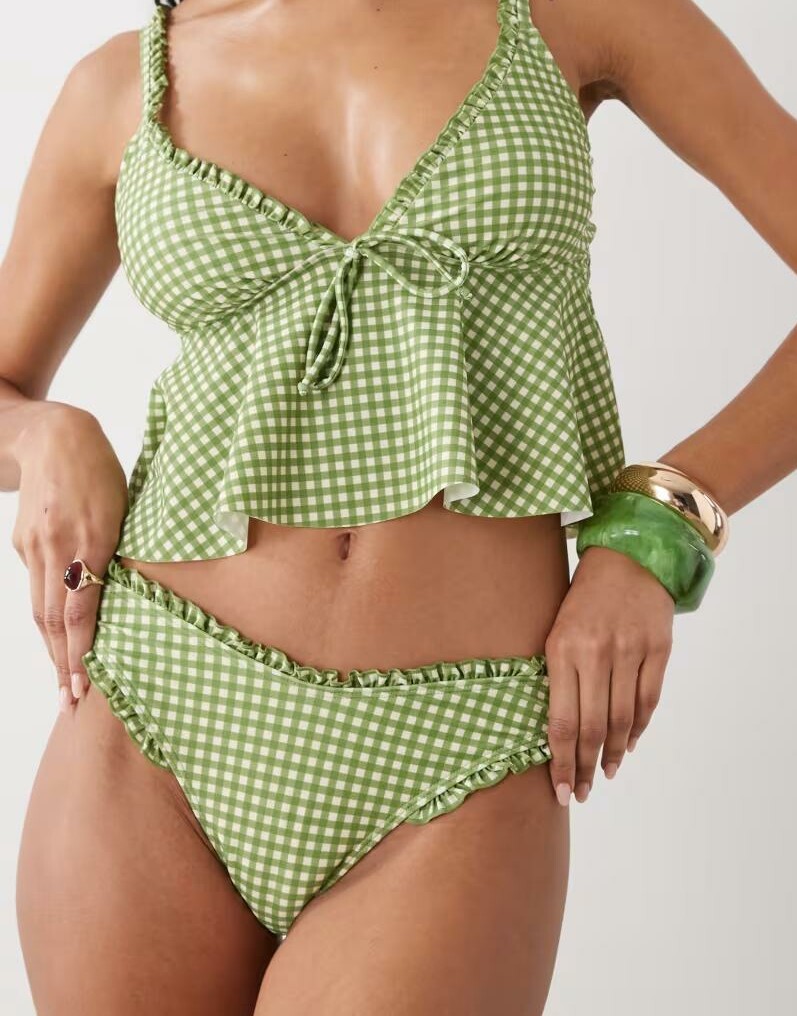 DÓŁ OD BIKINI falbanki kratka kontrast