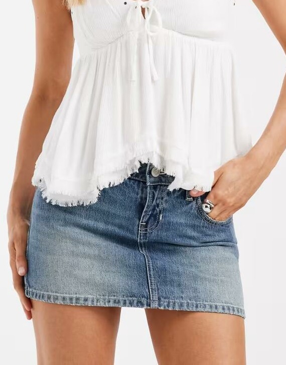 MINI SPÓDNICO-SPODENKI JEANS KIESZENE ZAMEK
