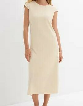 SUKIENKA PLUS SIZE MIDI Z OKRĄGŁYM DEKOLTEM I KRÓTKIM RĘKAWEM