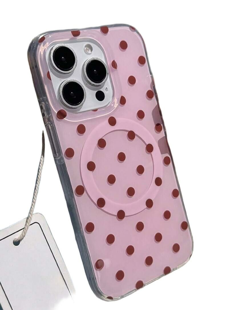 różowe etui groszki iPhone 16