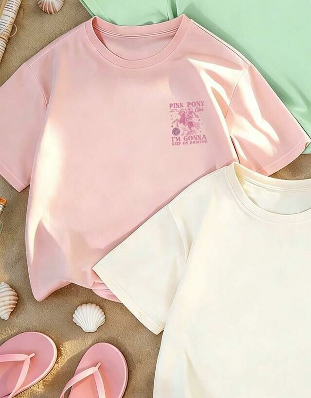 różowy t-shirt nadruk