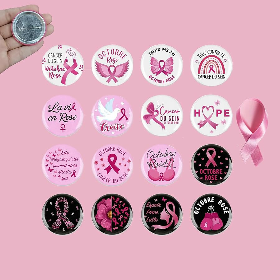 PRZYPINKI OCTOBRE ROSE 16-PACK
