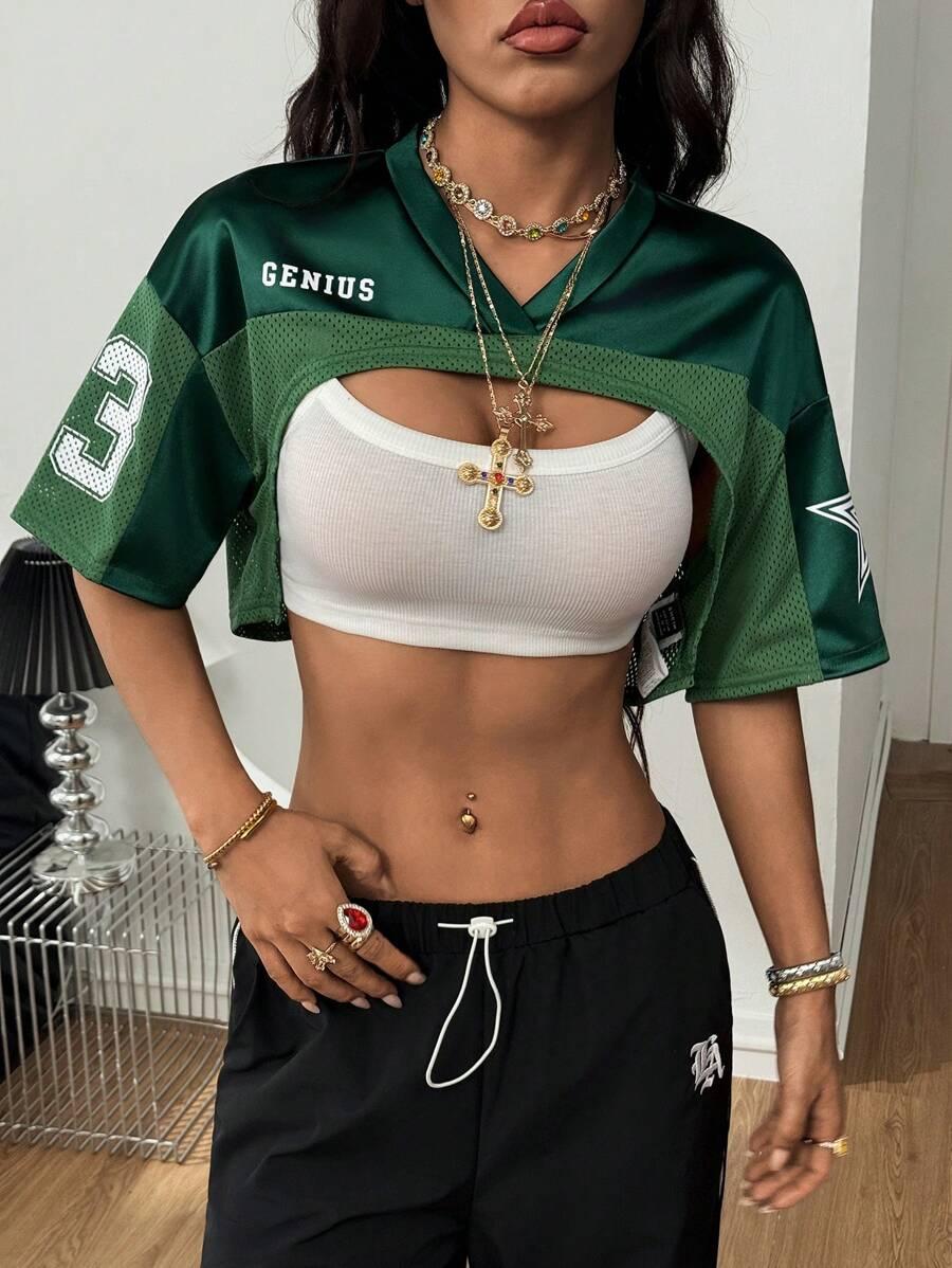 ZIELONY TOP KRÓTKI RĘKAW