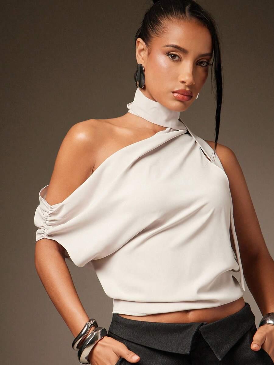 szara bluza asymetria