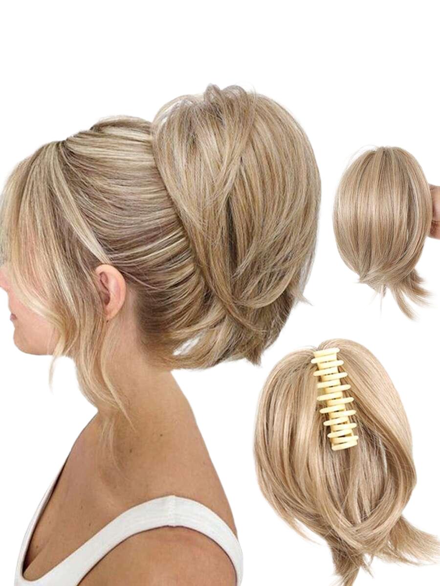 syntetyczne włosy blond klamra