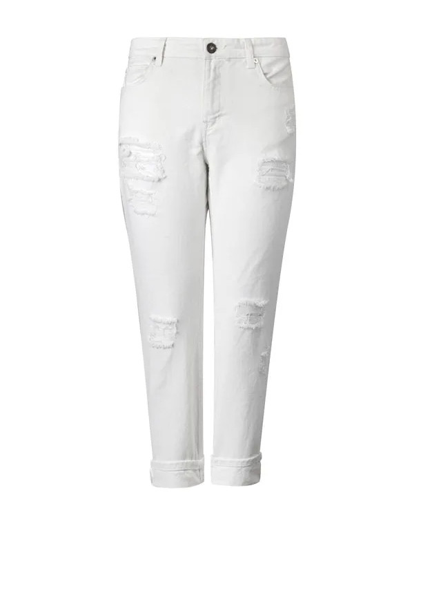 białe spodnie ripped jeans