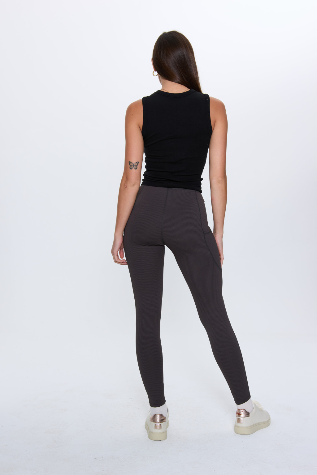 brĄZOWE KLASYCZNE LEGGINSY PRĄŻKI 1550084-18021