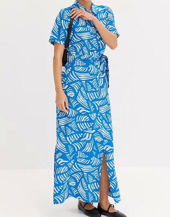 SUKIENKA MAXI PLUS SIZE Z KOŁNIERZYKIEM I GUZIKAMI WISKOZOWA