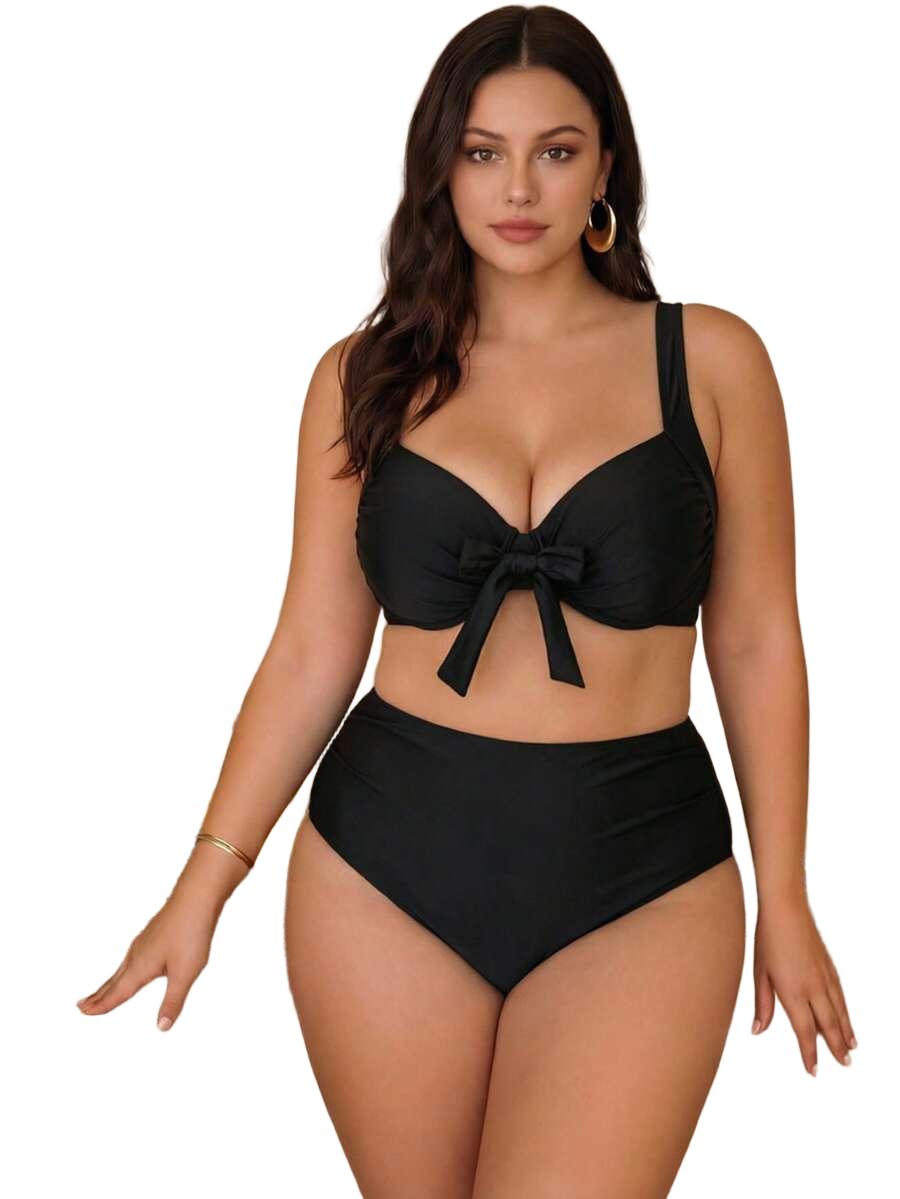 GÓRA OD BIKINI Z MIĘKKIMI MISECZKAMI I OZDOBNĄ KOKARDĄ