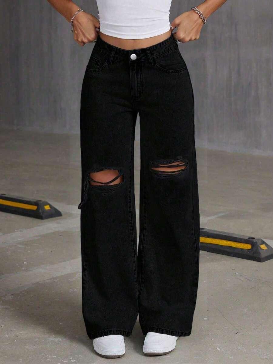 CZARNE SPODNIE JEANS