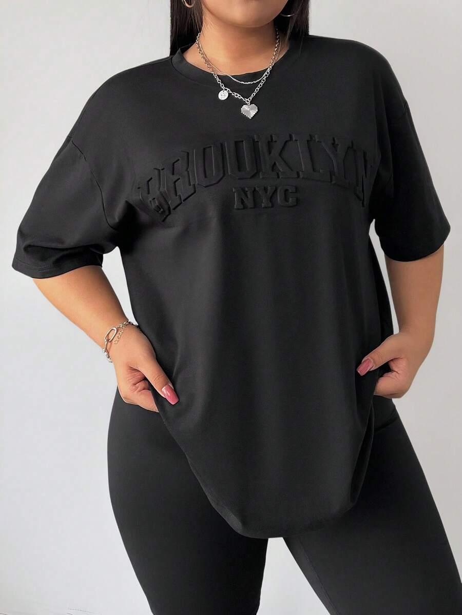 CZARNY T-SHIRT OKRĄGŁY DEKOLT 