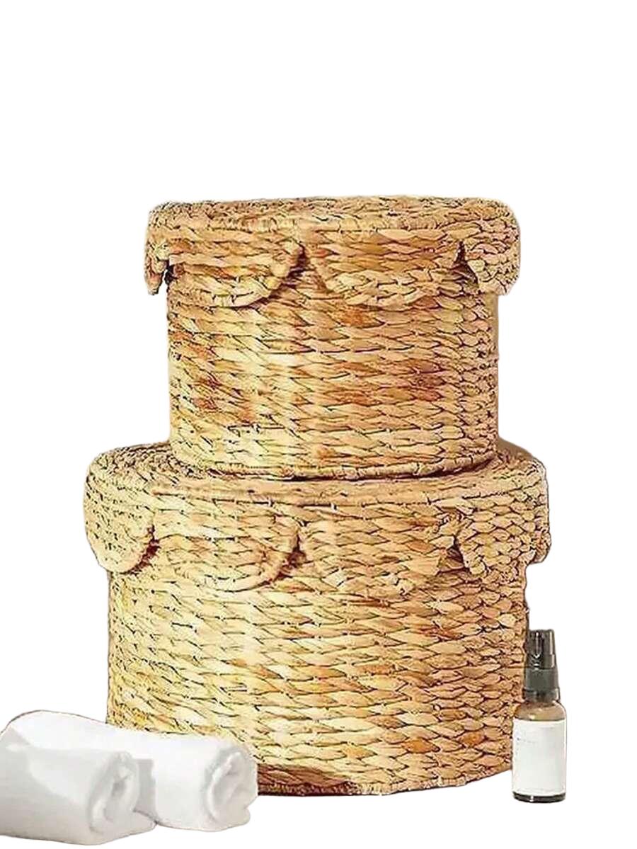beżowe wiklinowe koszyki 2-pack