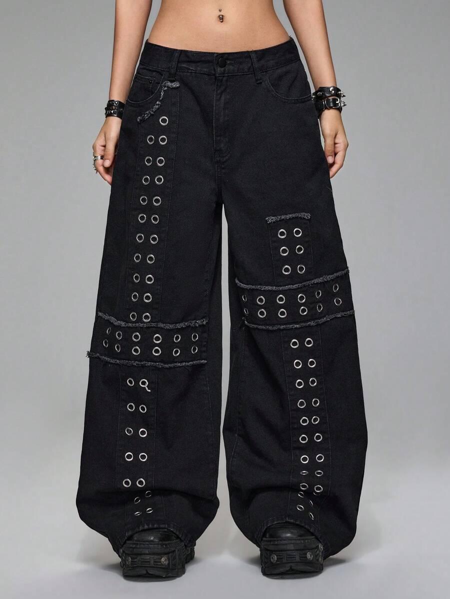CZARNE SPODNIE JEANS