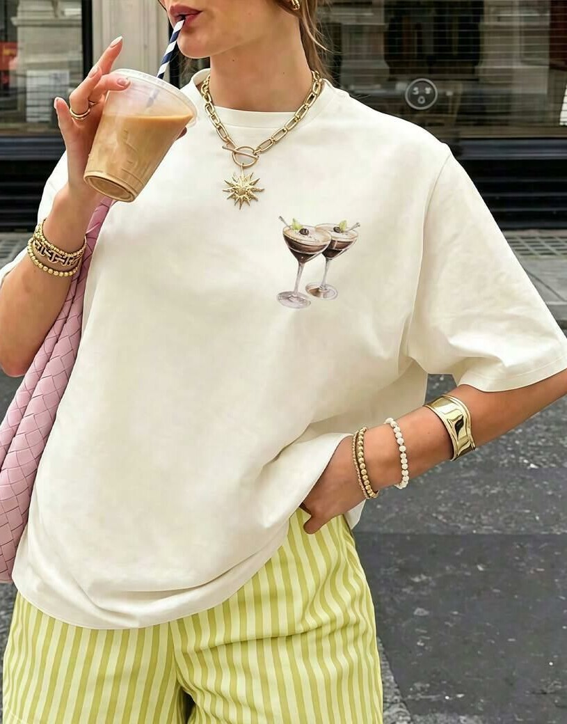 kremowy t-shirt print