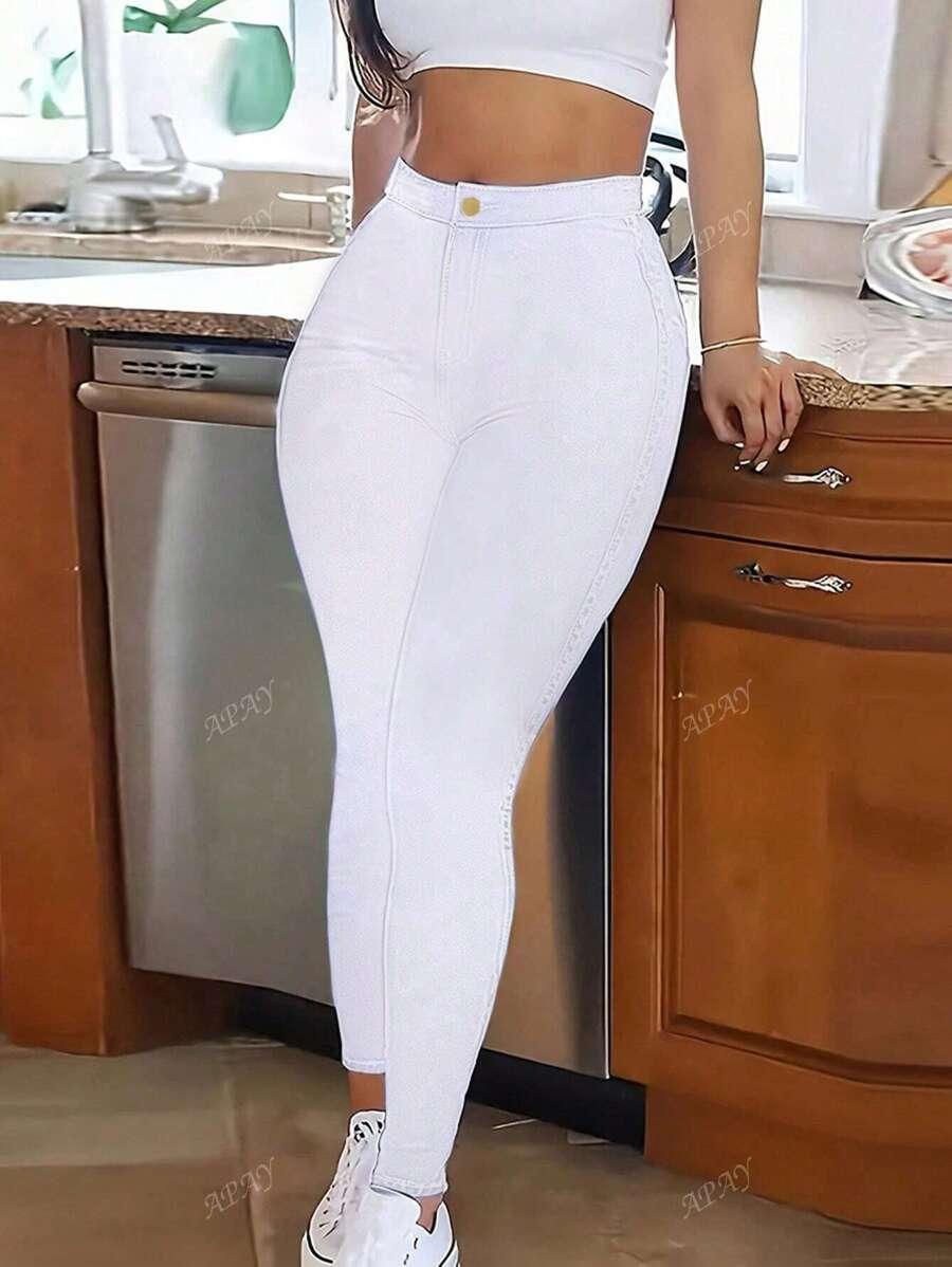 BIAŁE SPODNIE JEANS