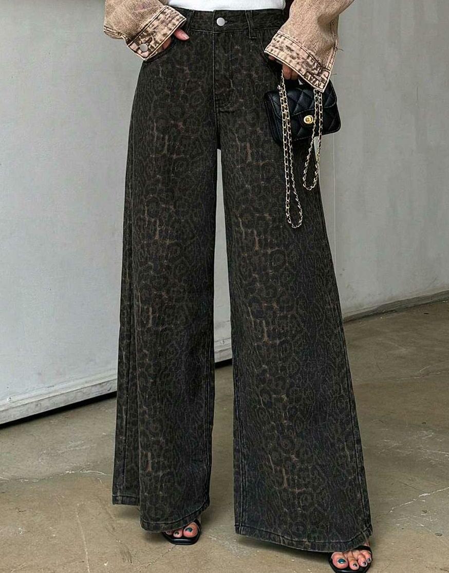 SZEROKIE SPODNIE leopard print