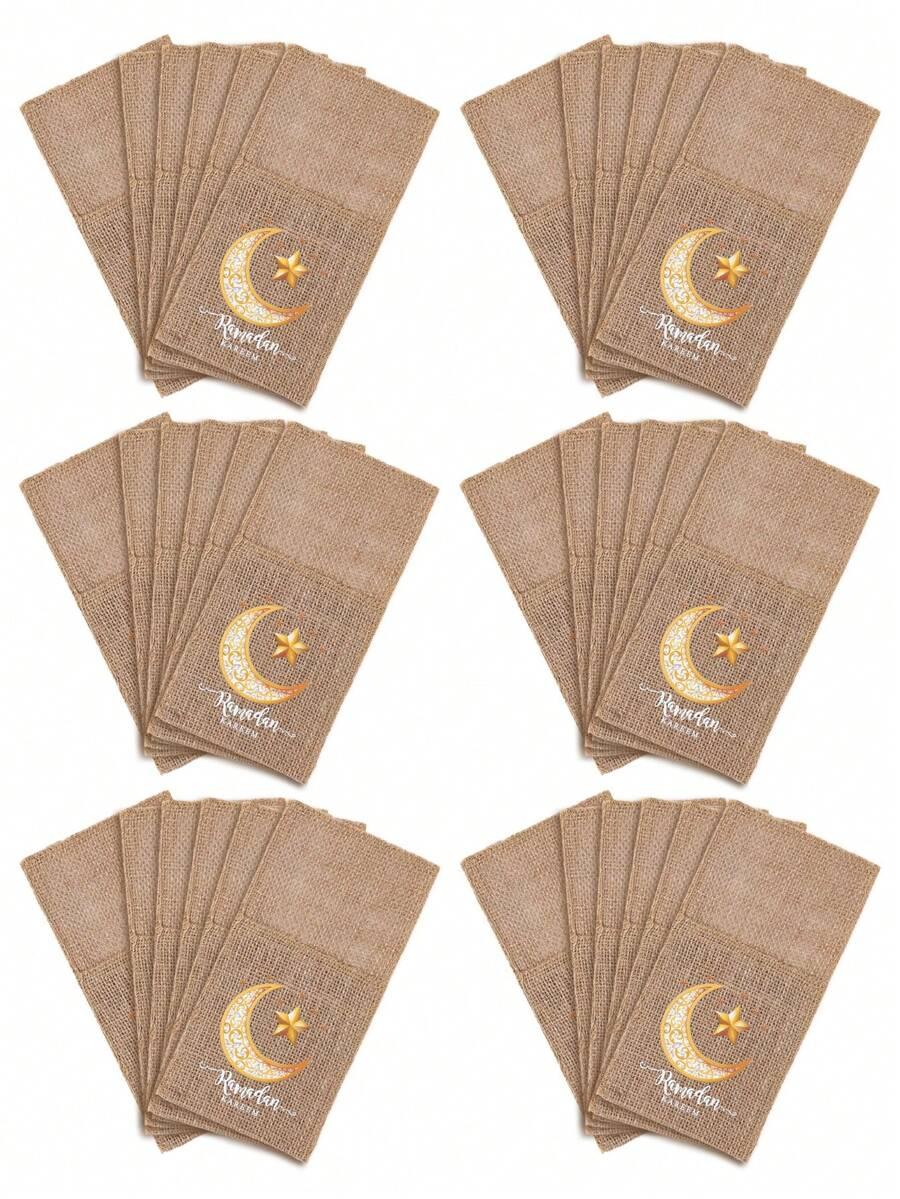 lniane woreczki na sztućce 5-pack