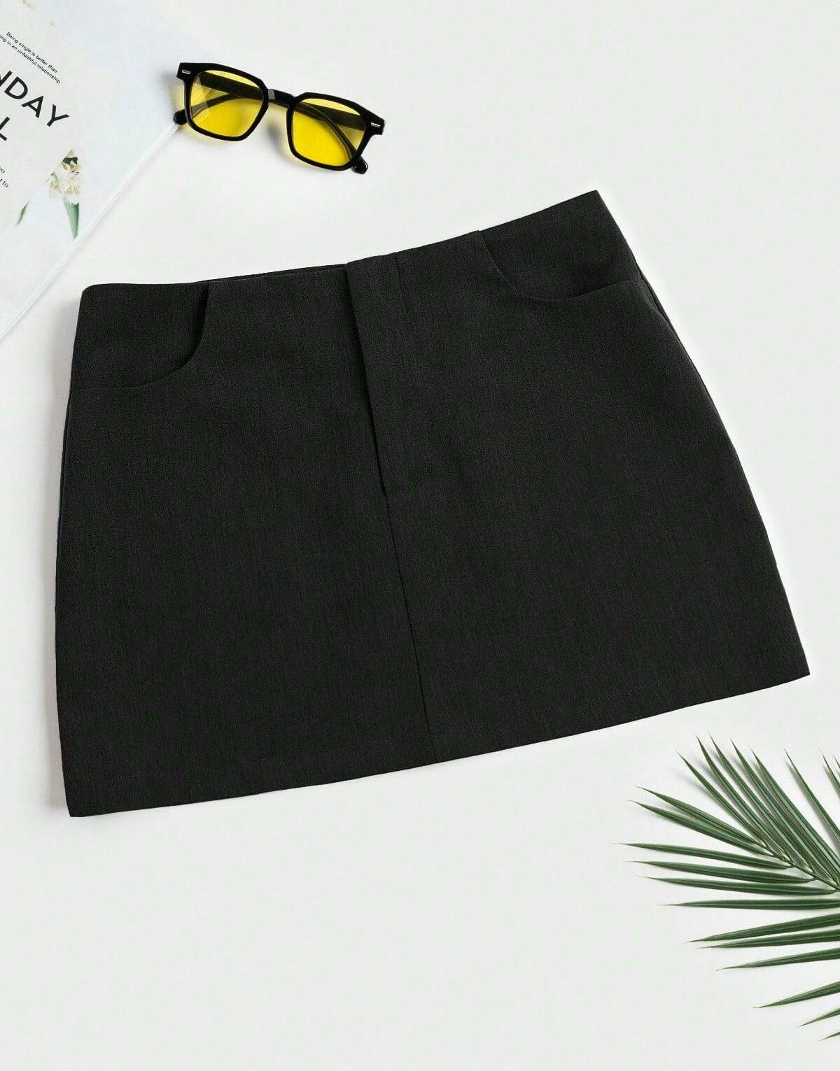 CZARNA MINI SPÓDNICA ZIP