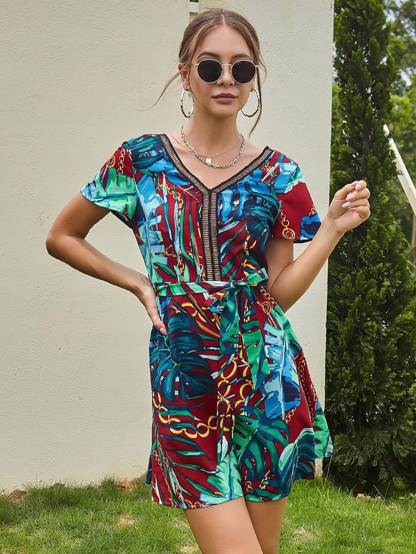 SUKIENKA V-NECK PRINT
