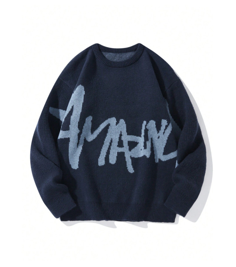 GRANATOWY SWETER WZÓR