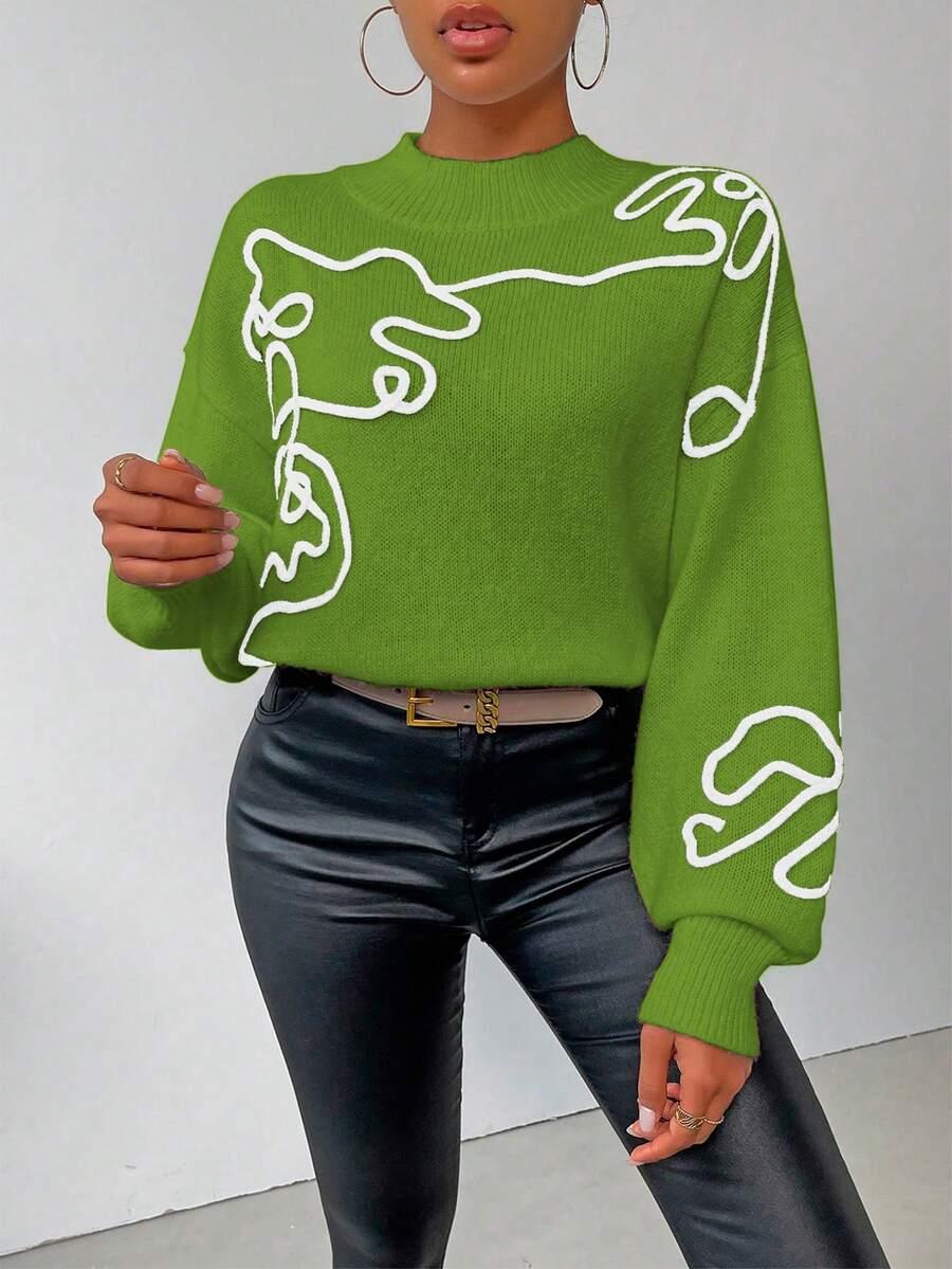 zielony sweter haft
