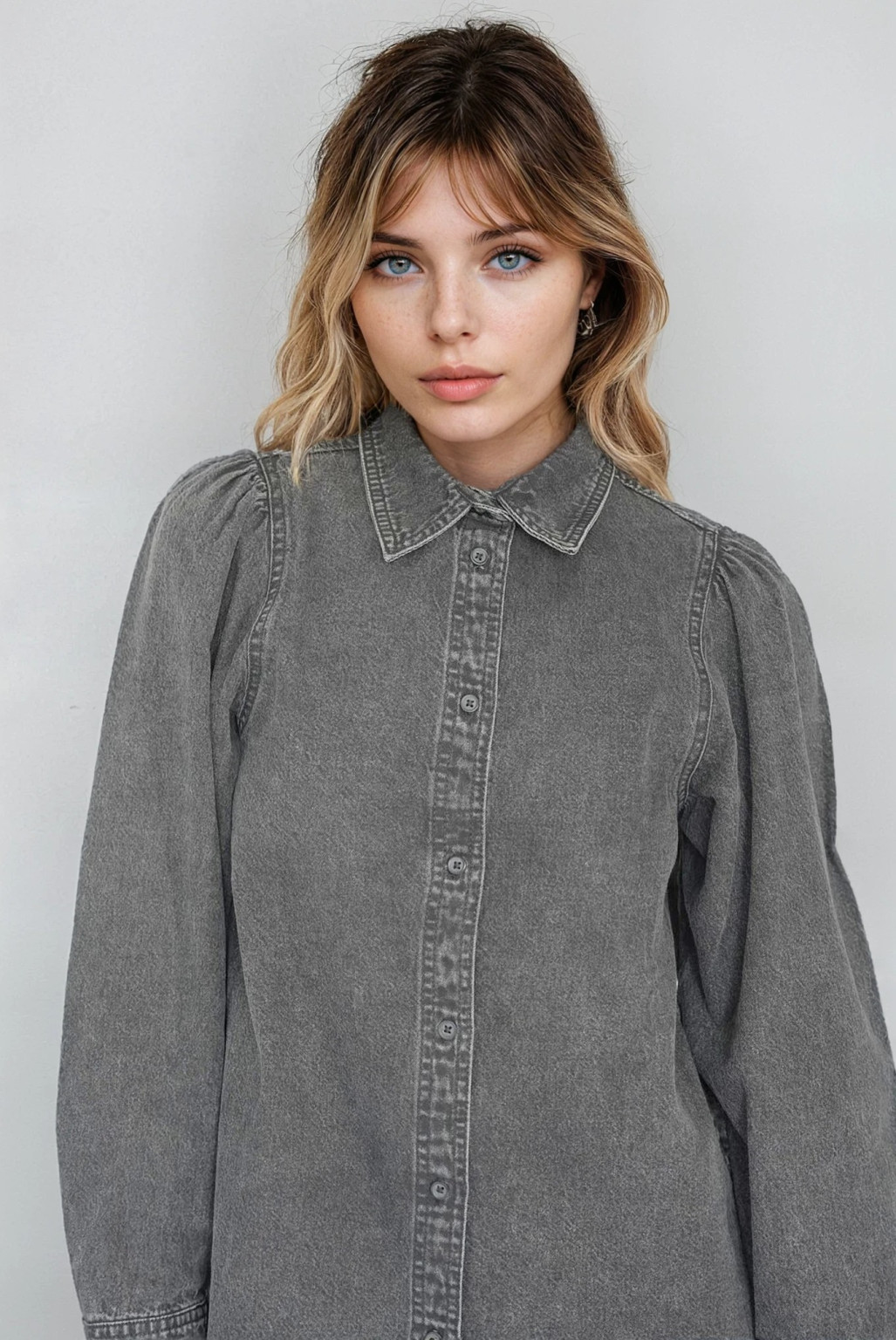 koszula jeans bufki długi rękaw