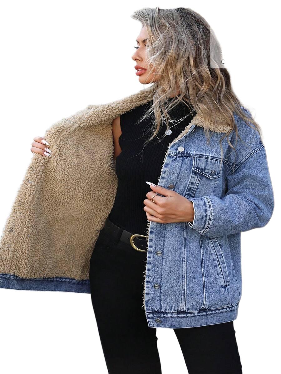 NIEBIESKA KURTKA JEANS kołnierzyk
