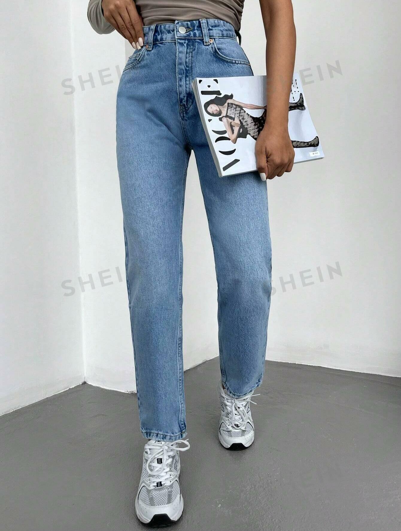 PROSTE SPODNIE JEANS KIESZENIE ZAMEK
