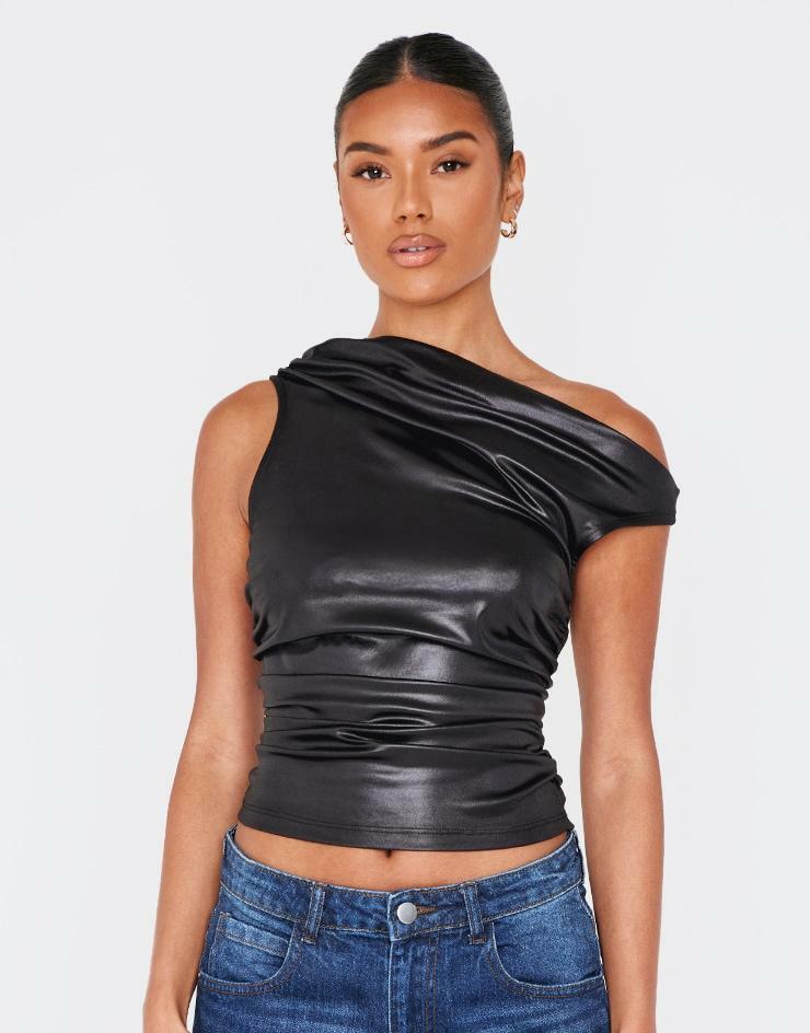 CZARNY METALICZNY top asymetria