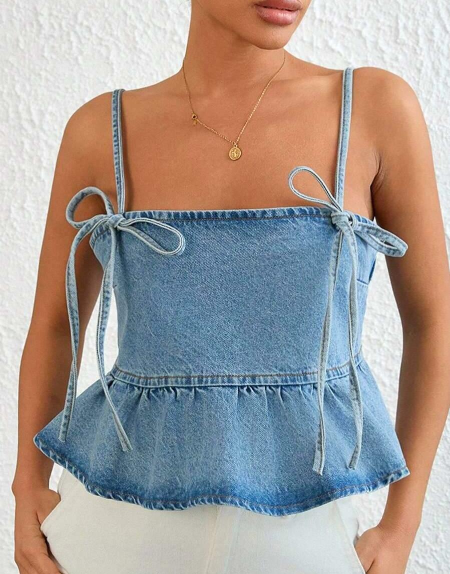 niebieski top jeans baskinka
