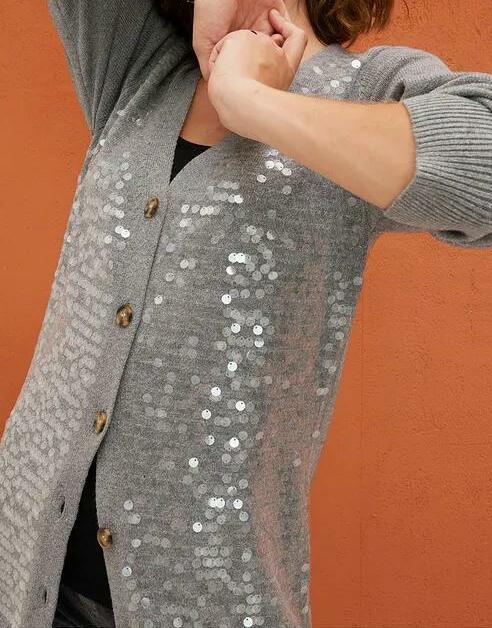 SWETER ROZPINANY Z CEKINAMI